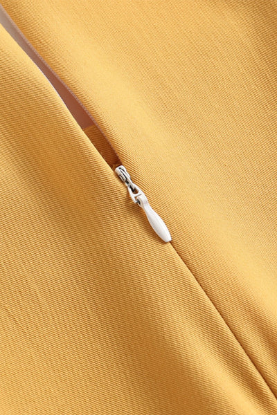 Vintage 1950-Es Évek Sárga Midi Ruha