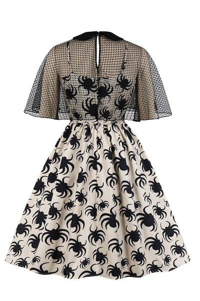 Fehér Pókmintás Vintage Halloween Ruha