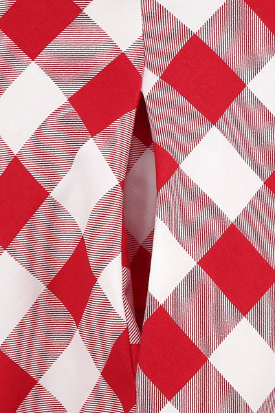 Vintage 1950-Es Évek Vörös Kockás A-Vonalú Ruha