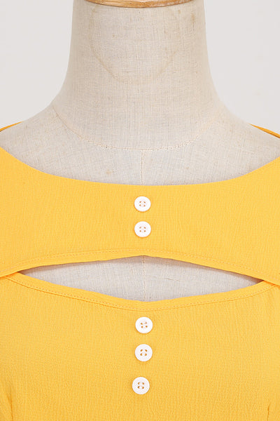 Sárga 50-Es Évek Retro Stílusú Ruha Kulcslyukkal