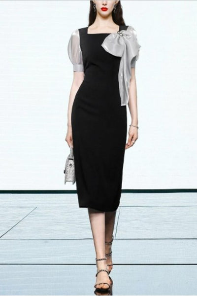 Vintage Vékony Fekete Ruha