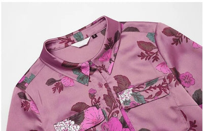 40-Es Évek Magas Nyakú Lila Ruha