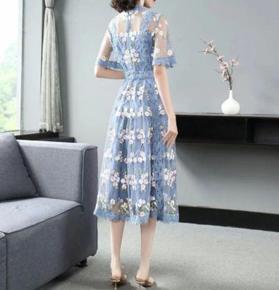 Kék Ruha Vintage Virágok