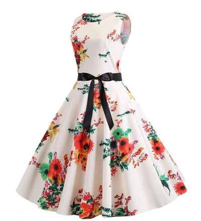 Bézs És Rózsaszín Vintage Kiszélesedő Ruha