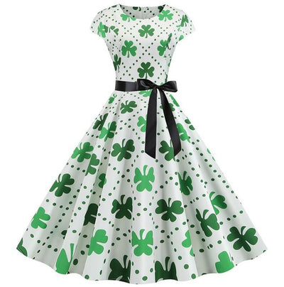 Vintage Fehér Pöttyös Virágos Lobogó Ruha