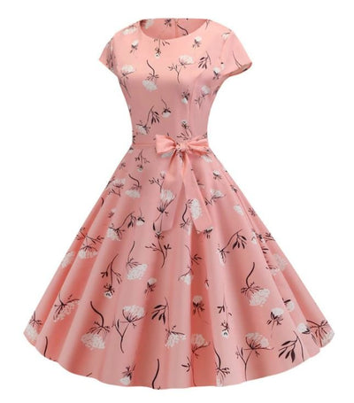 Vintage Rózsaszín Virágos Lobogó Ruha