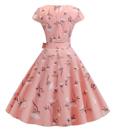 Vintage Rózsaszín Virágos Lobogó Ruha