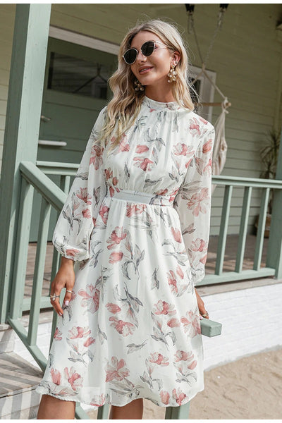 Vintage Rózsaszín Virágos Ruha