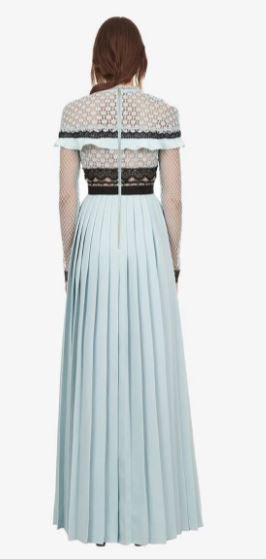 Hosszú Vintage Kék Fodros Ruha