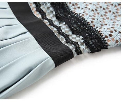 Hosszú Vintage Kék Fodros Ruha