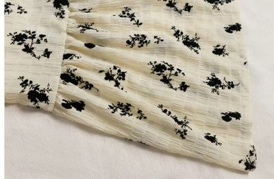 Vintage Khaki Virágos Hosszú Ruha