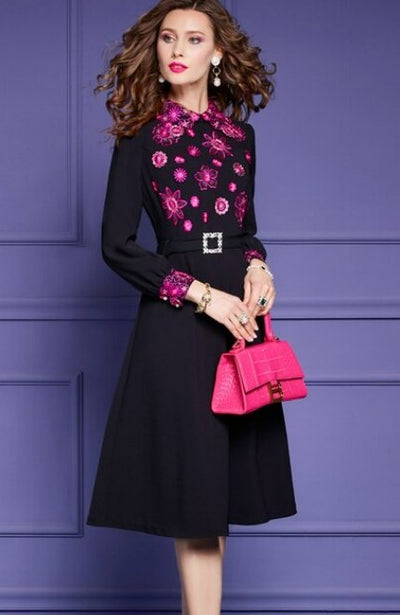 Hosszú Vintage Virágos Ruha