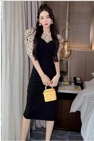 Vintage Pöttyös Midi Ruha