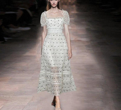 Vintage 40-Es Évek Fehér Pöttyös Ruha