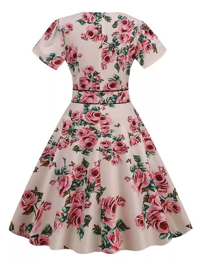 Vintage 60-As Évek Bézs Virágos Ruha