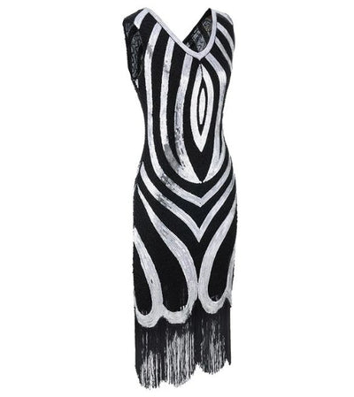 Vintage 20-As Évek Fekete Gyöngyös Ruha