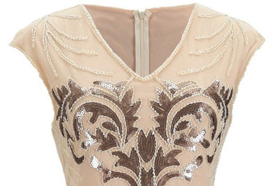 Vintage 20-As Évek Retro Bézs Ruha