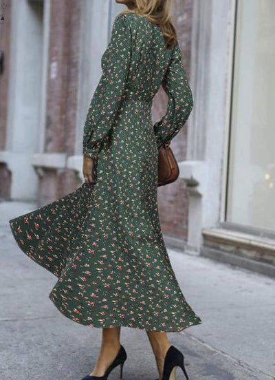 Vintage 40-Es Évek Flowy Green Ruha