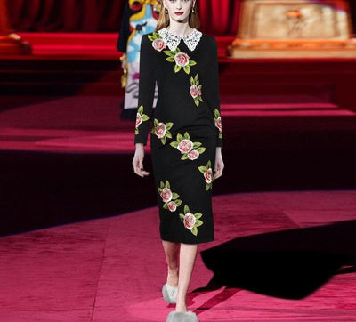 Vintage 40-Es Évek Nagy Rózsák Ruha