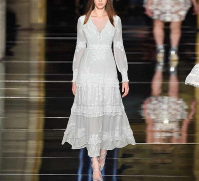 Vintage 40-Es Évek Fehér Lámpás Ruha