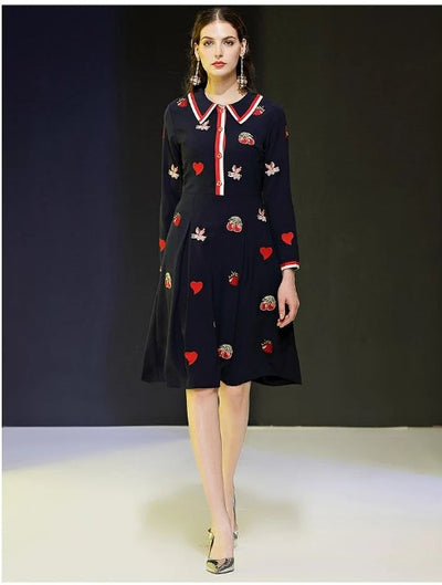 Vintage 40-Es Évek Sötétkék Estélyi Ruha