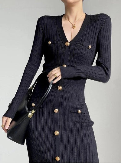 Vintage 40-Es Évek Fekete Bodycon Ruha