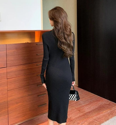 Vintage 40-Es Évek Fekete Bodycon Ruha