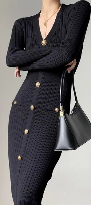 Vintage 40-Es Évek Fekete Bodycon Ruha