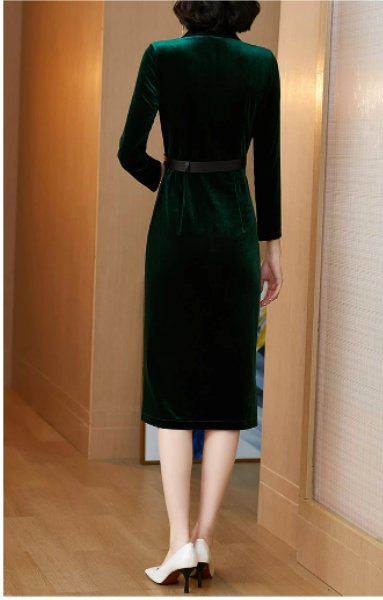 Vintage 40-Es Évek Zöld Bársonyruha