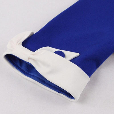 Vintage Őszi Kék Fehér Ruha