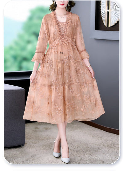 Vintage Virágos Hímzéses Ruha