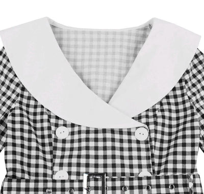 Vintage Fekete Kockás Ruha