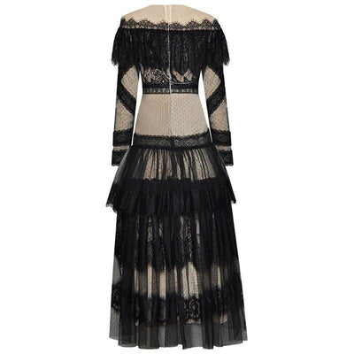 Vintage Csipke Hosszú Ujjú Ruha