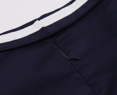 Vintage Molett Sötétkék V-Nyakú Ruha