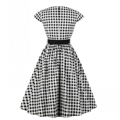 60-As Évek Gingham Kockás Ruha