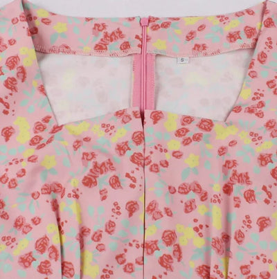 Vintage Plus Size Magas Derekú Ruha Rózsaszín