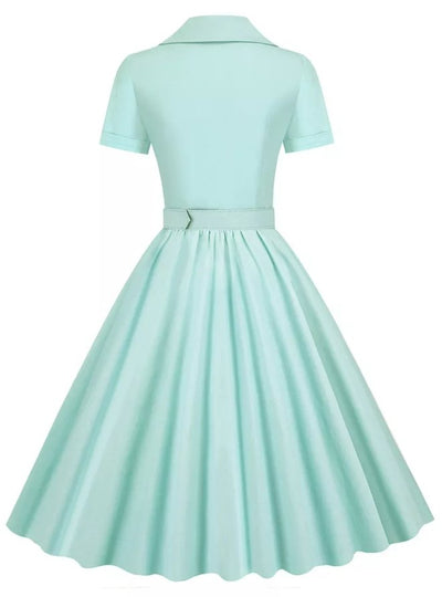 Vintage Nagyméretű, Magas Derekú Türkiz Ruha