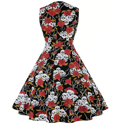 Vintage Plus Size Rockabilly Ruha Skull Red