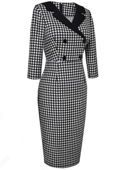 Vintage Téli Fekete-Fehér Ruha