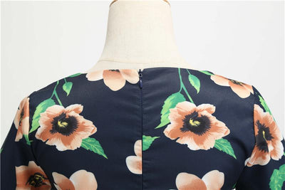 Vintage Fekete Virágos Téli Ruha