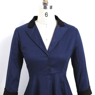 Vintage Hosszú Ujjú Sötétkék Ruha