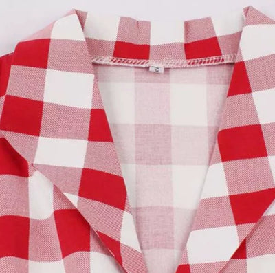 Vintage Pin Up Piros Kockás Ruha