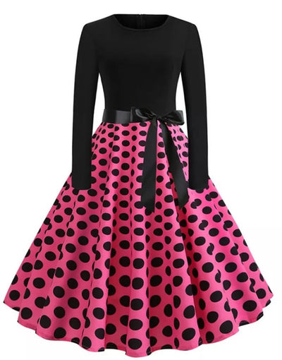 Vintage Pin Up Dress Pink Dots