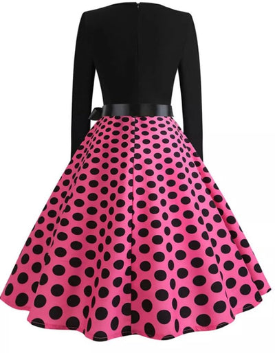 Vintage Pin Up Dress Pink Dots