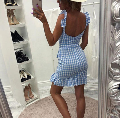 Vintage Kék Tengerparti Ruha