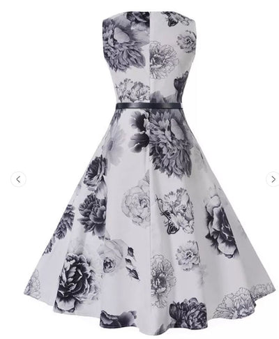 Vintage Romantikus Ruha Sötétkék Fehér