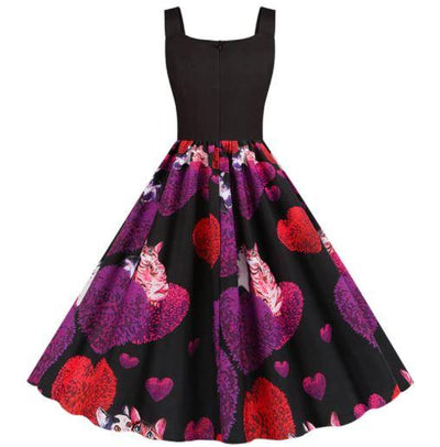 Vintage Fekete Valentin-Napi Ruha Macskák