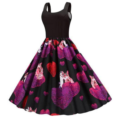 Vintage Fekete Valentin-Napi Ruha Macskák