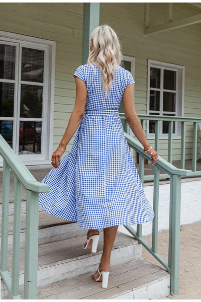Vintage Kék Gingham Ruha
