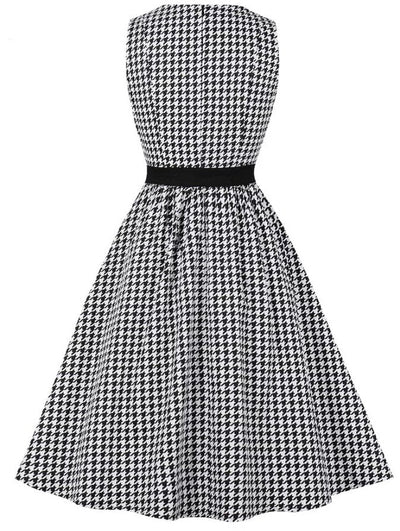 Vintage Fekete-Fehér Gingham Ruha